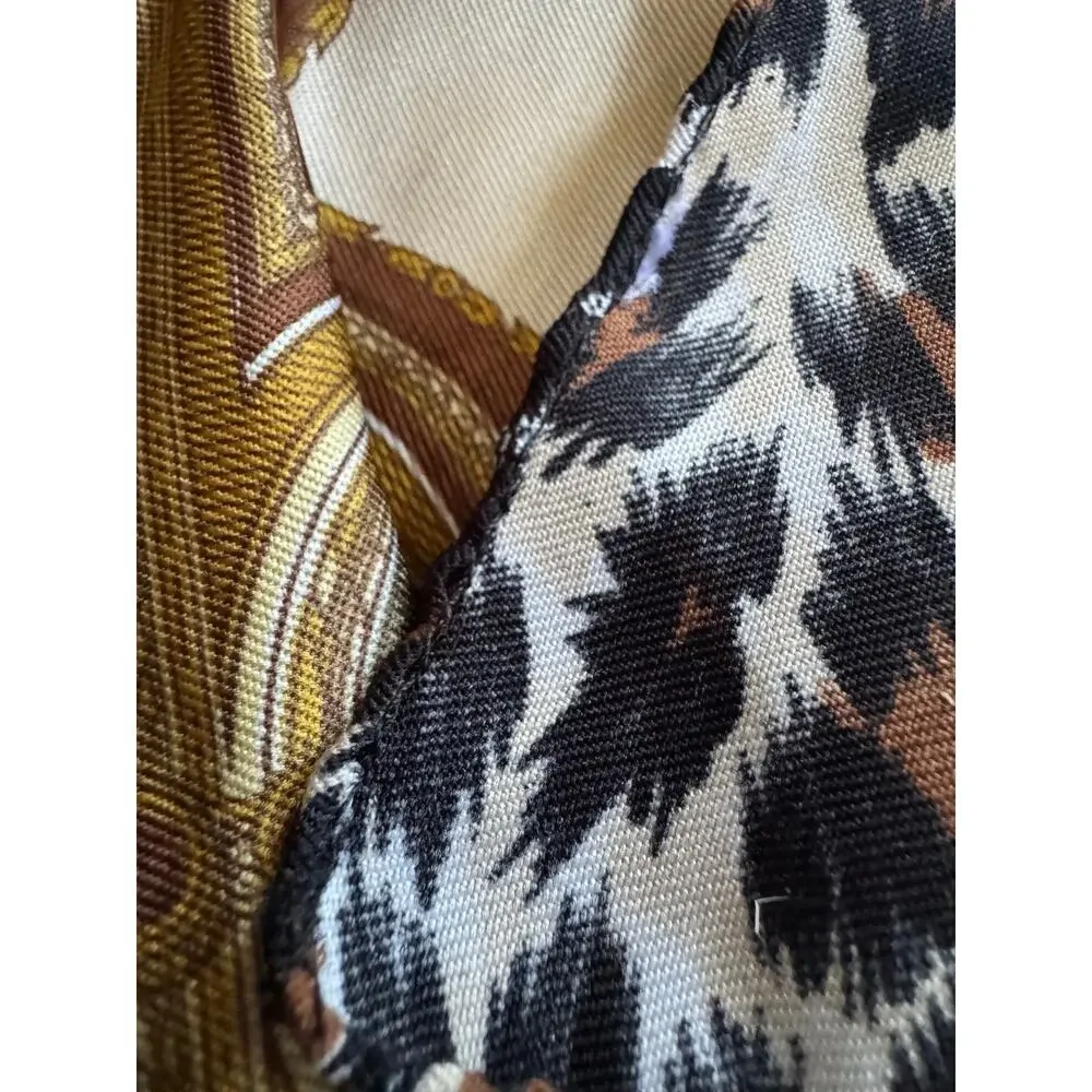 Leopard Print Chain Border Silk Feel Square Scarf Neutral Brown Black Wrap
